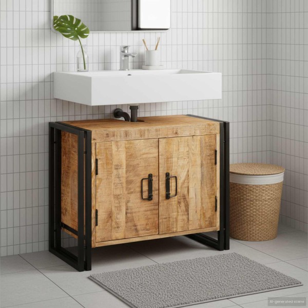 Washbasin cabinet Brown 71 x 33 x 58 cm Solid mango wood