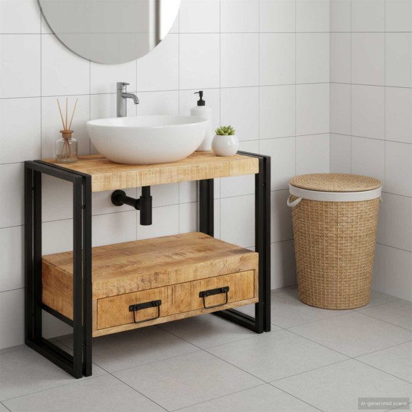 Mirror cabinet Brown 71 x 33 x 58 cm Solid mango wood