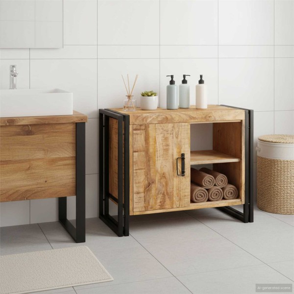 Washbasin cabinet Brown 71 x 33 x 58 cm Solid mango wood