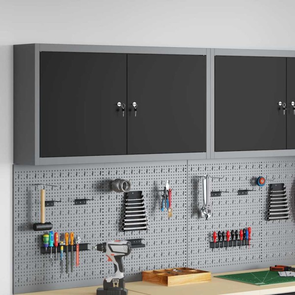 Tool cabinet with shelf Black and gray 50 x 20 x 55 cm
