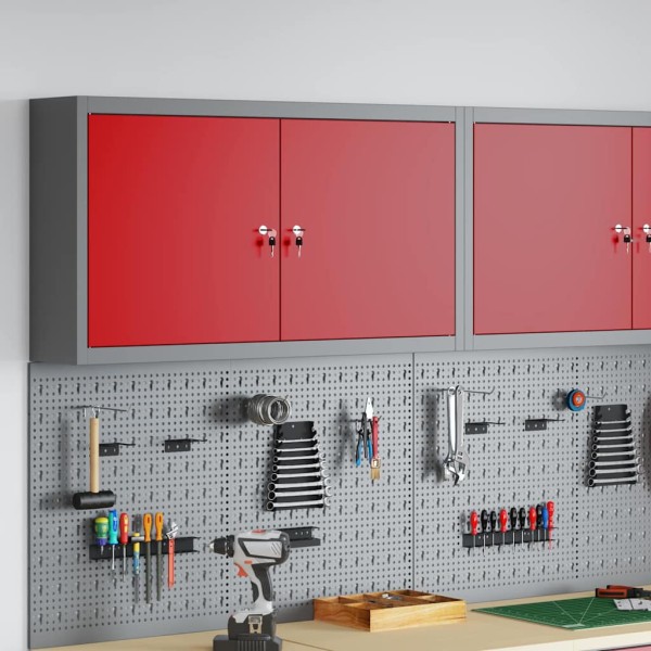 Tool cabinet with shelf Red and gray 50 x 20 x 55 cm
