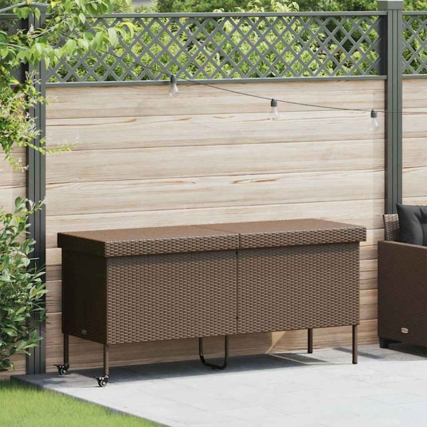 Garden storage box with wheels, brown, 160x55x75cm