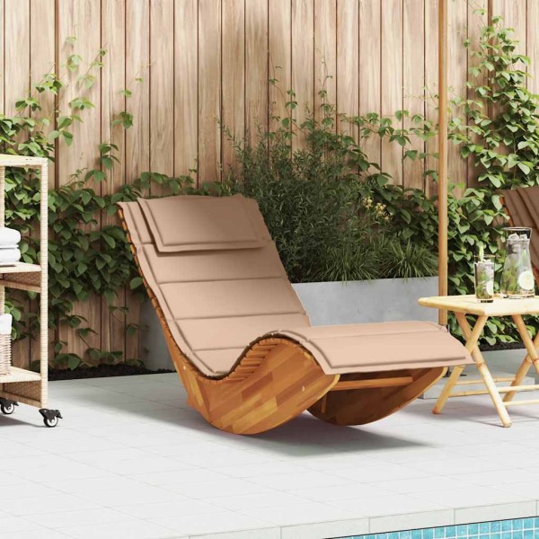 Swivel sun lounger with cushion, solid acacia