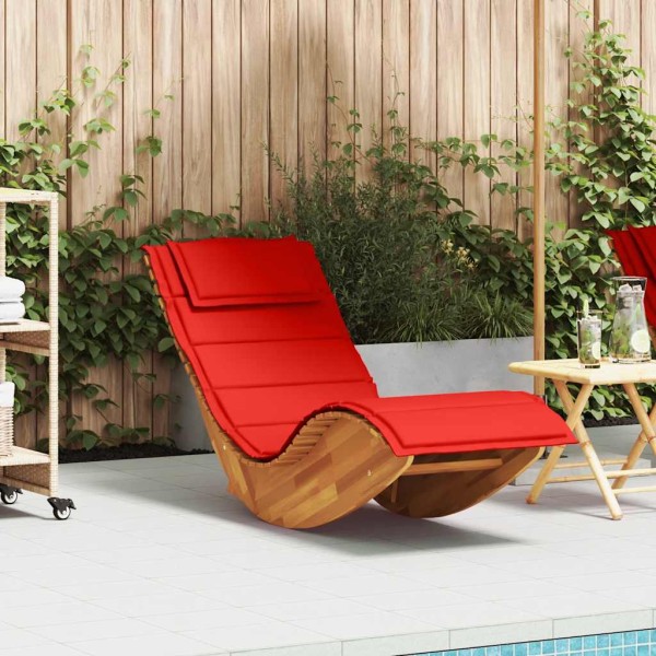 Swivel sun lounger with cushion, solid acacia
