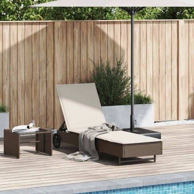 Sun lounger with wheels and...