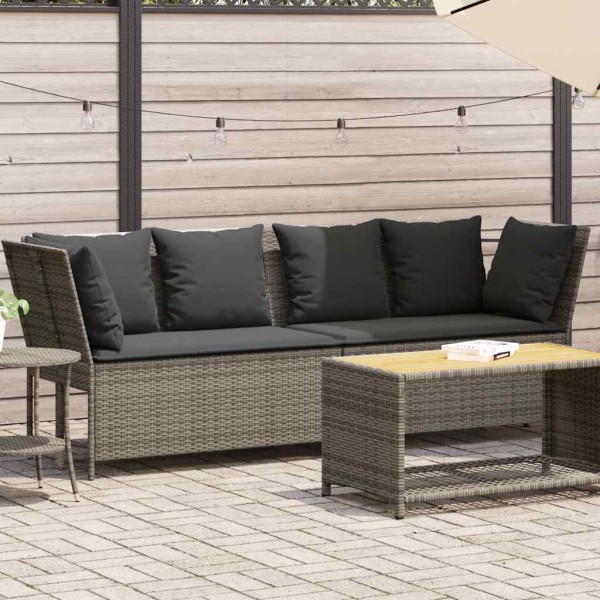 Garden sofa with cushions, gray color, polyrattan