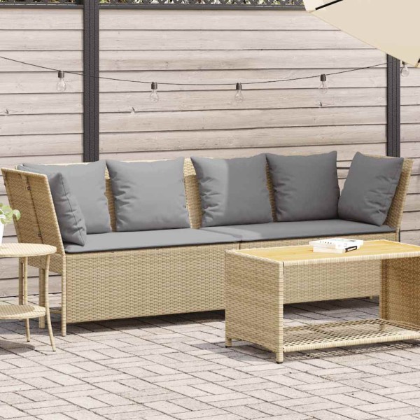 garden sofa with cushions, sand, polyrattan