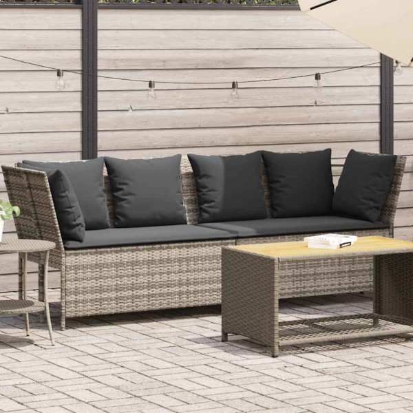 garden sofa with cushions, gray, polyrattan