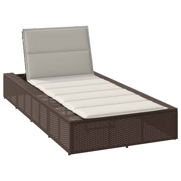 Bed with floating cushion, brown polyethylene rattan