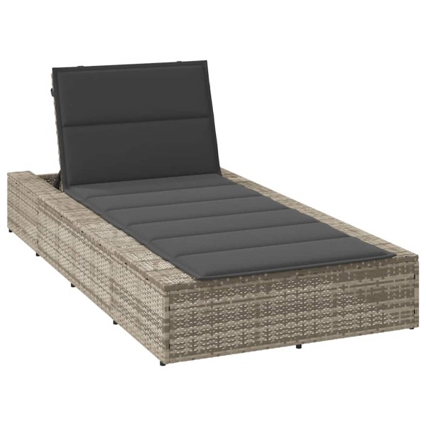 Bed with floating cushion light gray polyrattan