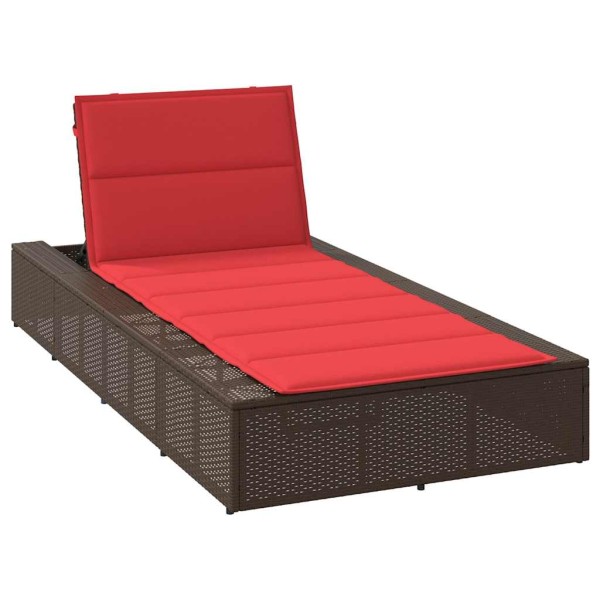 Bed with floating cushion, brown polyethylene rattan