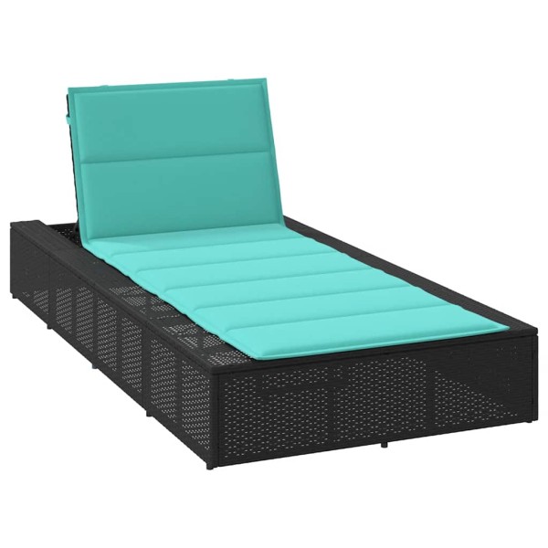 Bed with floating cushion, black polyethylene rattan