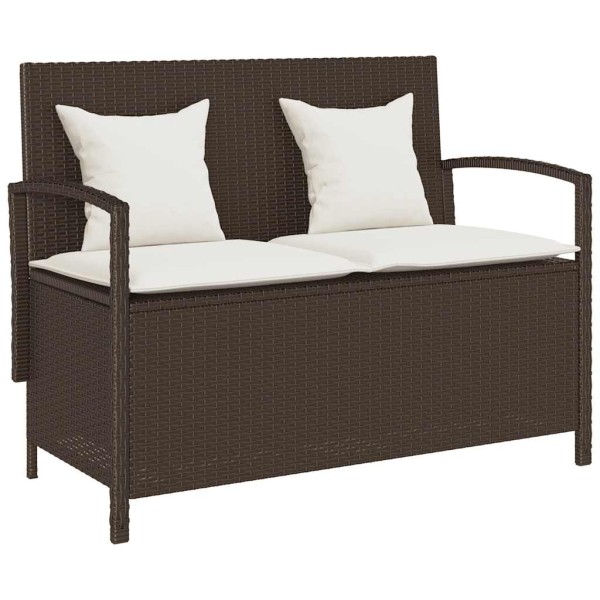 garden storage bench with cushions brown polyrattan