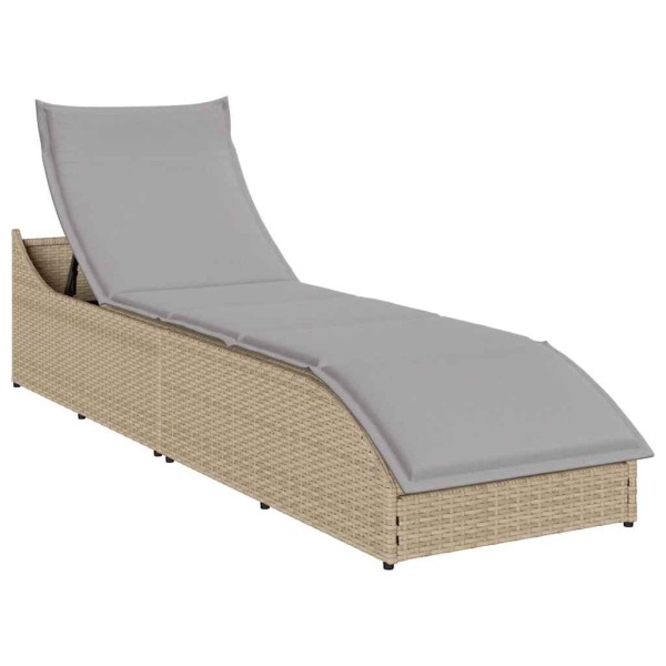folding sun lounger with cushions for storage