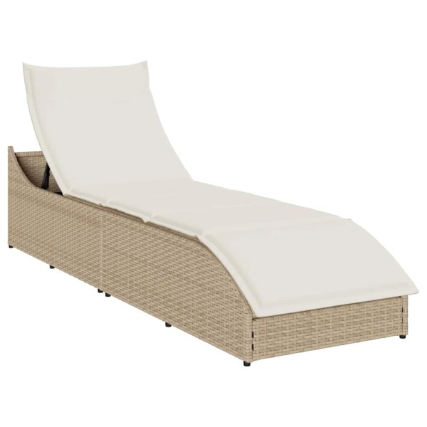 folding sun lounger with cushions for storage