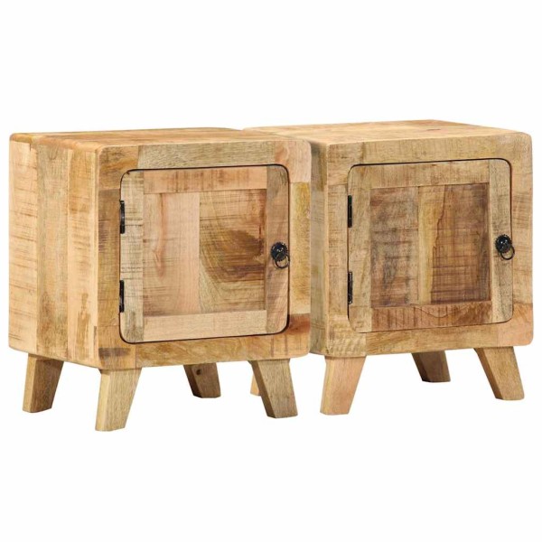 bedside cabinet 2 pcs 40x32x46 cm solid wood rough mango