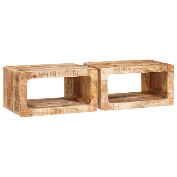 Bedside table 2 pcs Brown Solid mango wood