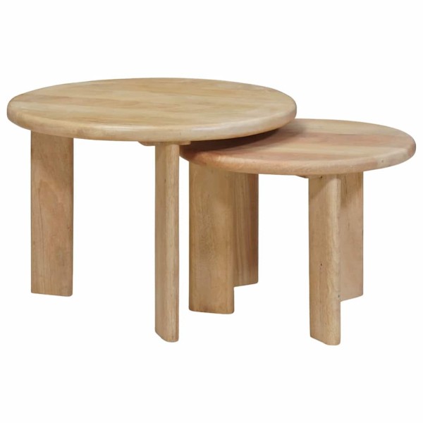 Stackable coffee tables 2 pcs Black Solid mango wood