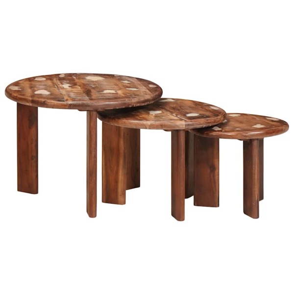 Stackable coffee tables 3 pcs. Solid renovated wood