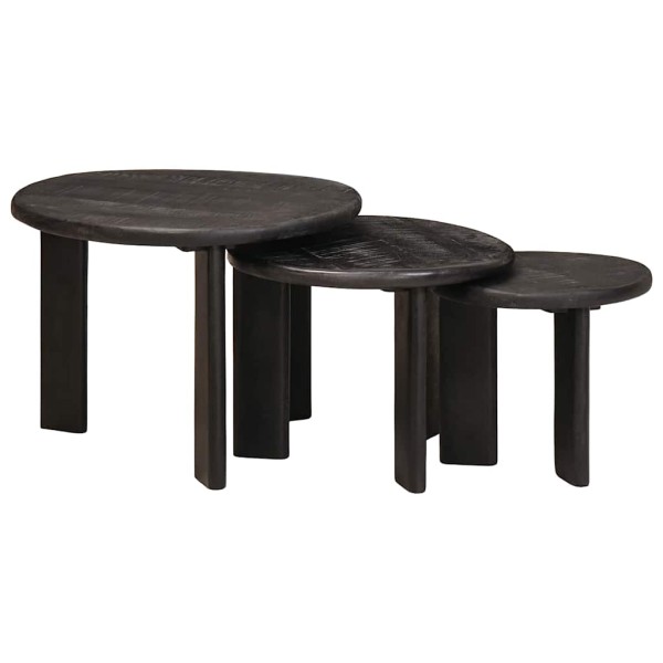 Stackable coffee tables 3 pcs White Solid mango tree