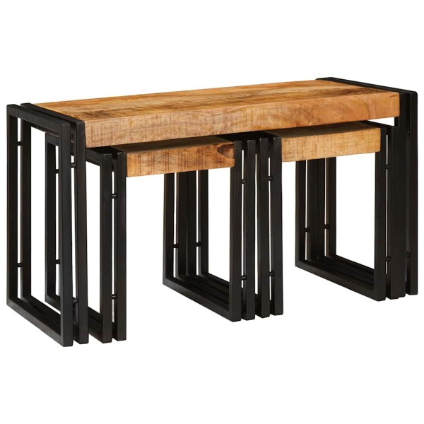 Glued table 3 pcs Solid mango wood and metal