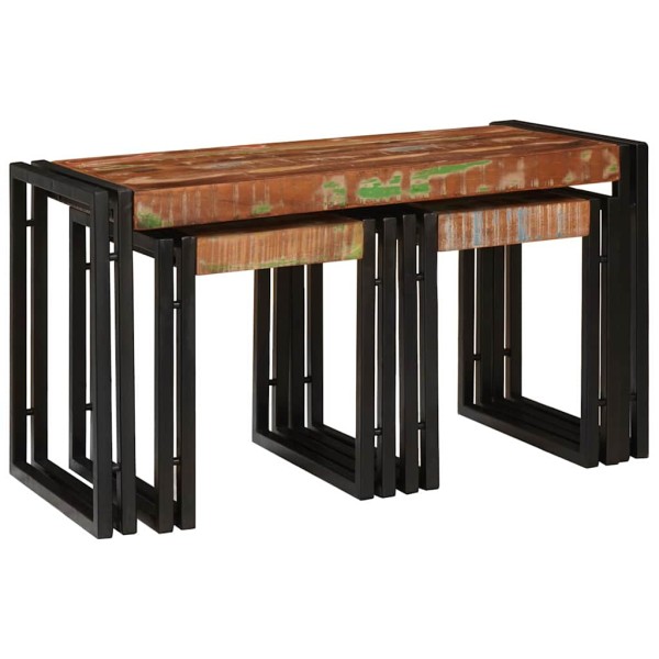 Glued table 3 pcs Solid reclaimed wood and metal