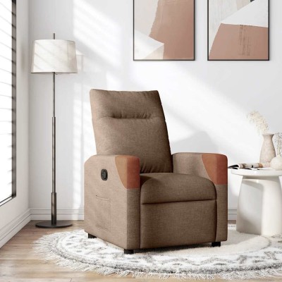 Reclining chair, brown, fabric