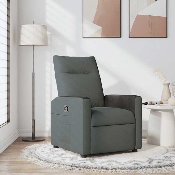 Reclining chair, dark gray, fabric