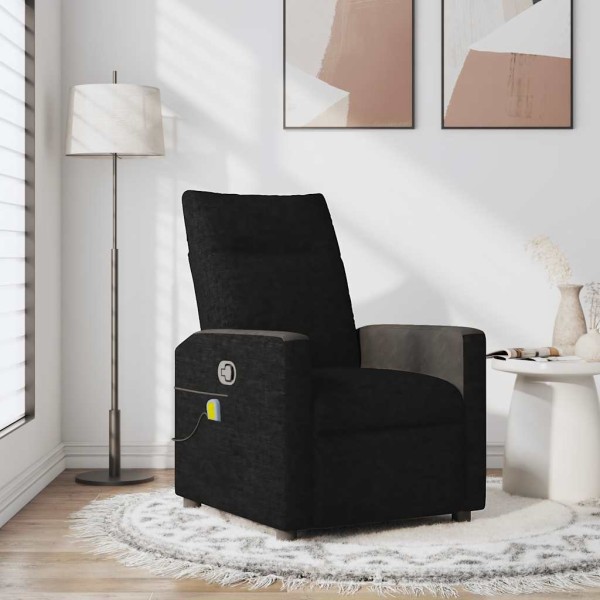 Reclining massage chair, black, fabric