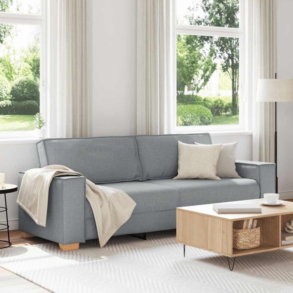 Three-seater sofa, light gray, 220x78x84 cm, fabric