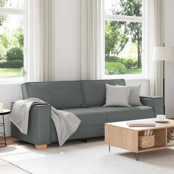 Three-seater sofa, dark gray, 220x78x84 cm, fabric