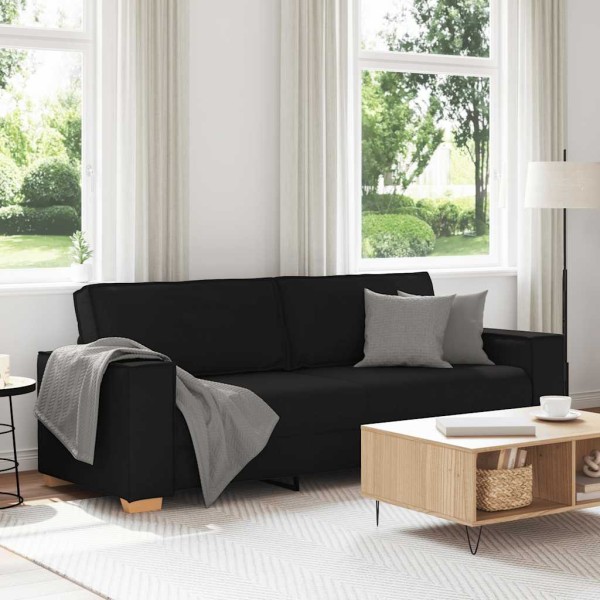 Trivietė sofa, juoda, 220x78x84 cm, audinys