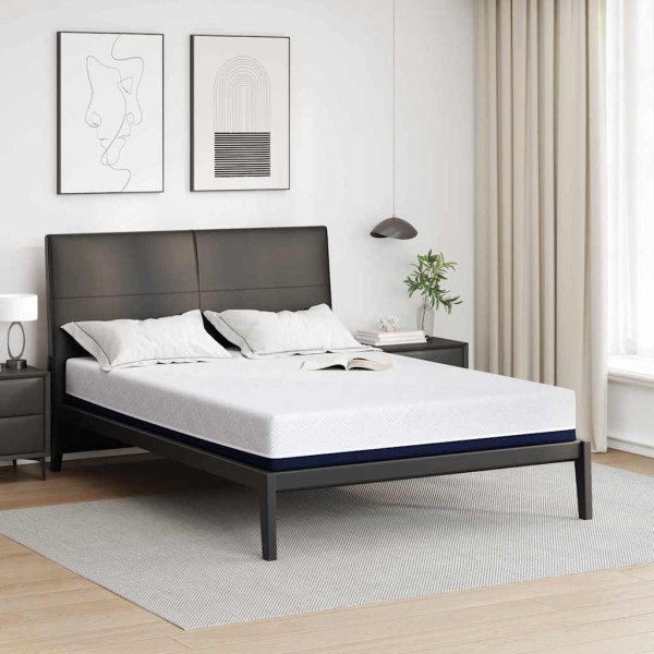 Mattress White and blue 140 x 200 cm Jacquard fabric
