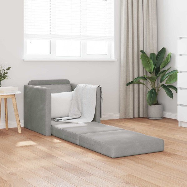 Sofa bed Light gray 74 x 77 x 81 cm Velvet