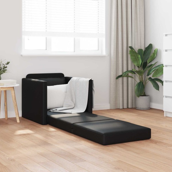 Sofa lova 60cm Juoda Dirbtinė Oda