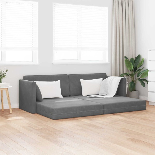 Floor sofa bed Dark gray 213 x 70 x 77 cm Velvet