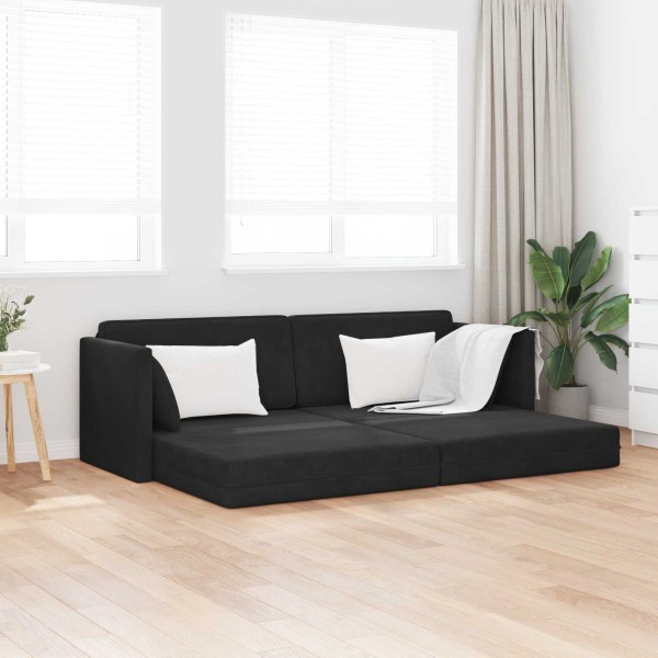 Floor sofa bed Black 213 x 70 x 77 cm Velvet