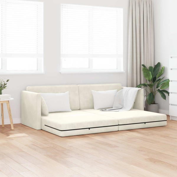 Floor sofa bed Cream 213 x 70 x 77 cm Velvet