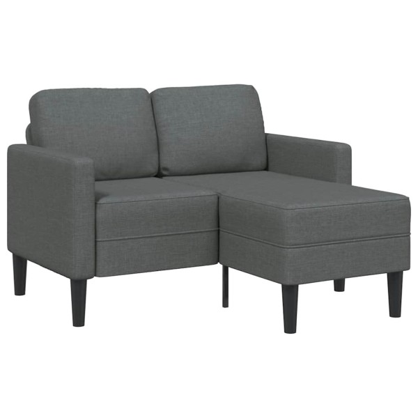 Double sofa with chaise longue, L-shaped, dark gray, 125 cm, fabric