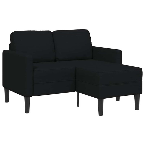 2-seater sofa with L-shaped black fabric 125 cm