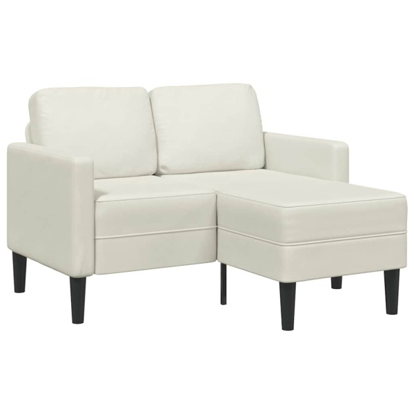 2-seater sofa with chaise L-shaped cream 125 cm velvet