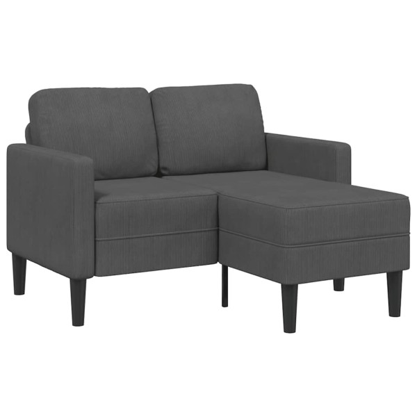 Double sofa with chaise longue, L-shaped, dark gray, 125 cm, linen
