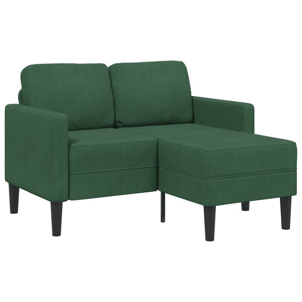 double sofa with chaise longue L-shaped dark green 125 cm linen