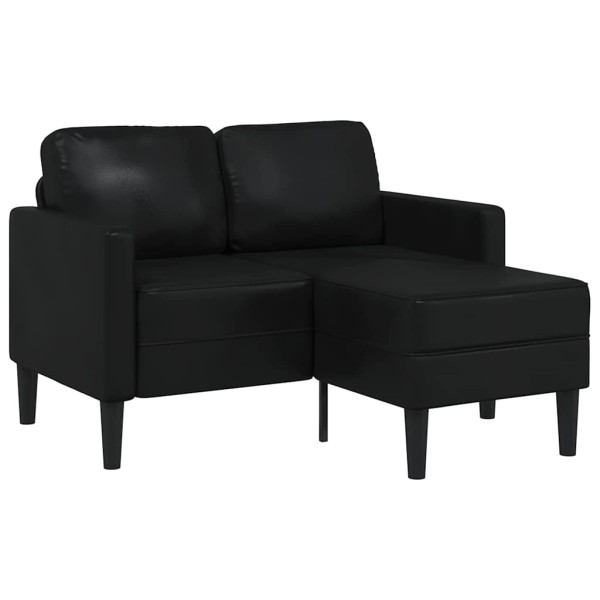 Double sofa with chaise longue, L-shaped, black, 125 cm, artificial leather