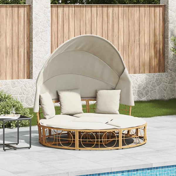 outdoor lounge bed with canopy polished rattan cushions