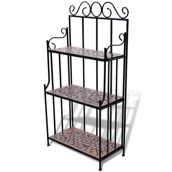 Plant stand, terracotta colored mosaic patterns