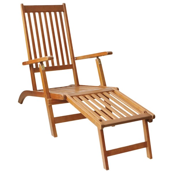 Terrace chair with footrest, acacia wood