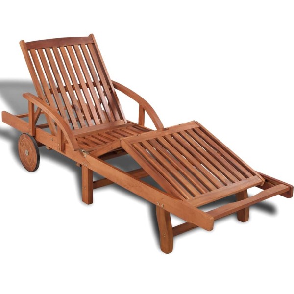 Sunbed, solid acacia wood