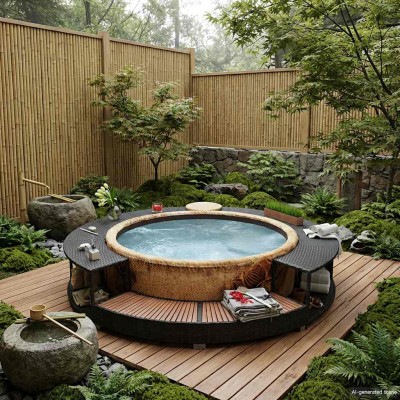 Tub frame, black, polyrattan