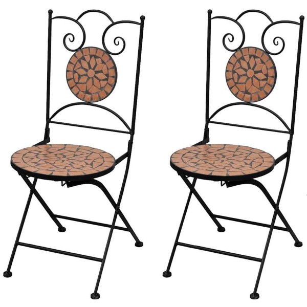 Folding bistro chairs, 2 pcs., ceramic, terracotta